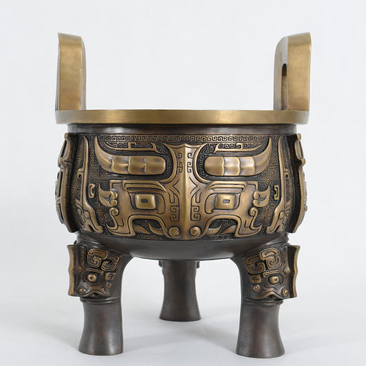 宇达青铜创意艺术品乔迁送礼家居办公室《财鼎》鼎铜摆件  高31.8cm 商品图0