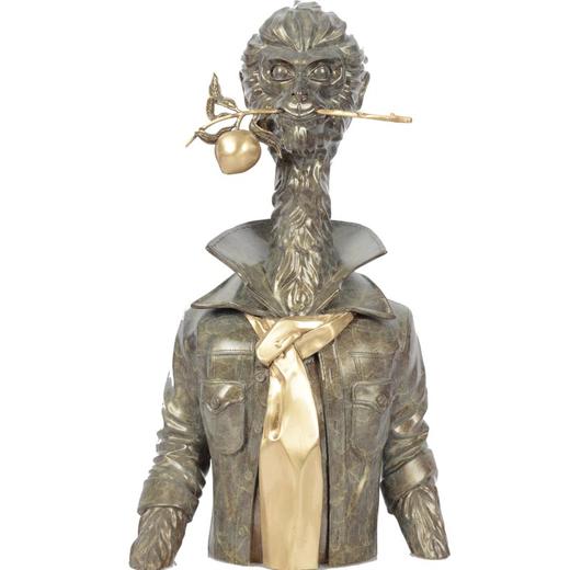 宇达青铜摆件 毛锎作品《高等动物之猴与桃》限量12件 客厅摆件  高44cm 商品图1