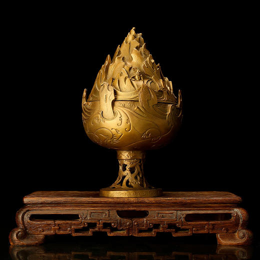 宇达青铜全铜摆件《云纹博山炉》香炉 创意 工艺品 家居饰品摆件 商品图2