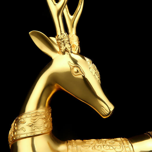宇达青铜全铜摆件《青铜卧鹿》仿复制国礼 镀金 家居 装饰摆件 商品图3