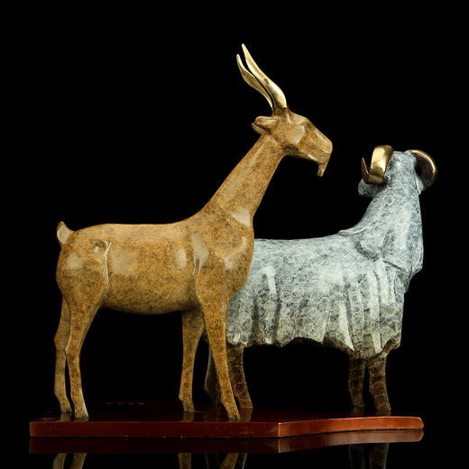 宇达青铜全铜羊摆件《喜气洋洋》十二生肖 创意装饰 家居工艺摆件  高42cm 商品图2