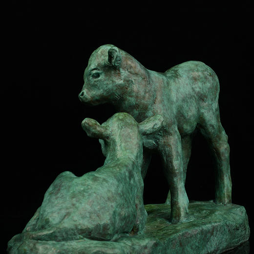 宇达青铜全铜摆件 秦璞作品《双犊情》限量99版 家居艺术装饰摆件  长49.5cm 商品图4