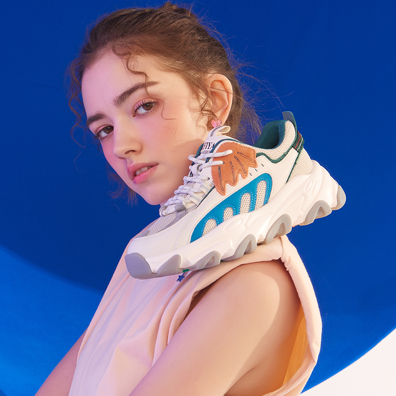 Safiya索菲娅森系枫叶老爹鞋2021真皮小虎牙运动鞋SF11112262