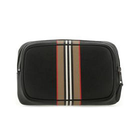 BURBERRY 巴宝莉 男士标志性条纹印花粒纹皮革腰包 黑色 8036543 A1189