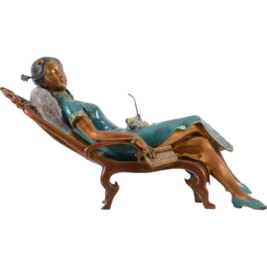 宇达青铜摆件 吴信坤作品《春天里》限量99件 艺术摆件  长47.5cm 商品图1