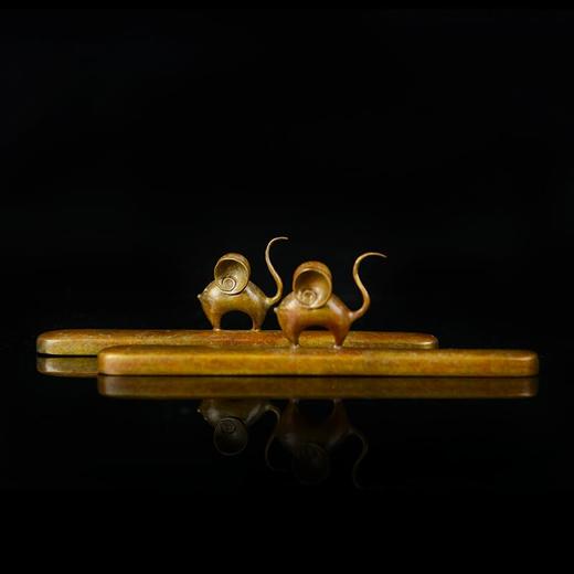 宇达青铜全铜鼠摆件《鼠你开心》鼠年新品 家居 艺术装饰摆件  高3.4cm 商品图2