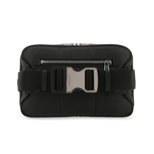 BURBERRY 巴宝莉 男士标志性条纹印花粒纹皮革腰包 黑色 8036543 A1189 商品图2