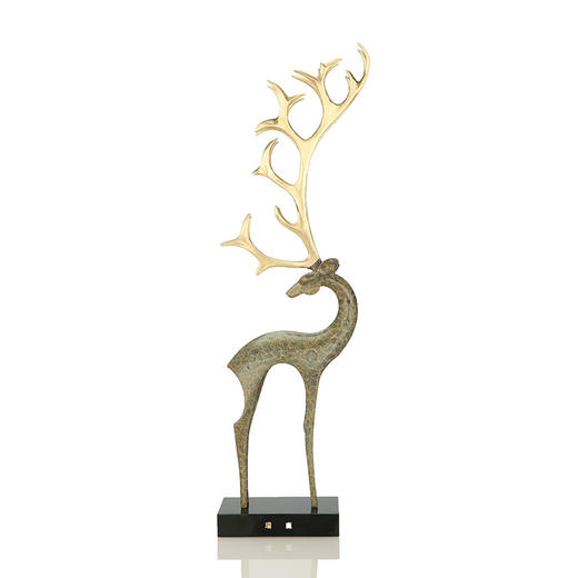 宇达青铜全铜摆件《瑞鹿》创意礼品 工艺品 家居摆件  高46cm 商品图1