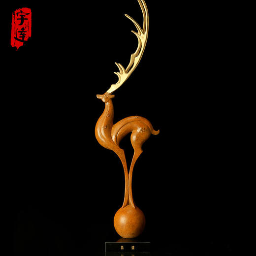 宇达青铜全铜鹿摆件《昌盛》创意礼品 工艺品 家居摆件  高64cm 商品图0