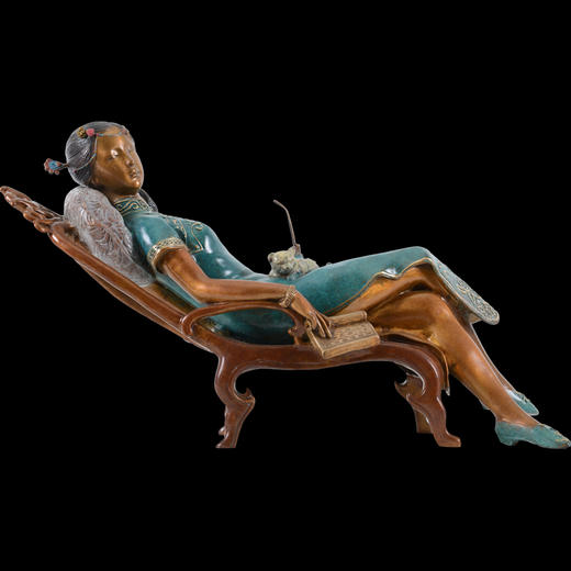 宇达青铜摆件 吴信坤作品《春天里》限量99件 艺术摆件  长47.5cm 商品图0