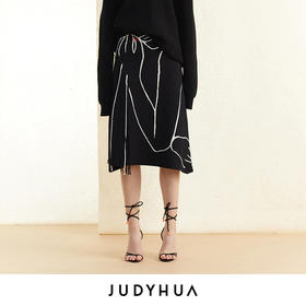 JUDYHUA 艺术感线条设计针织半身裙