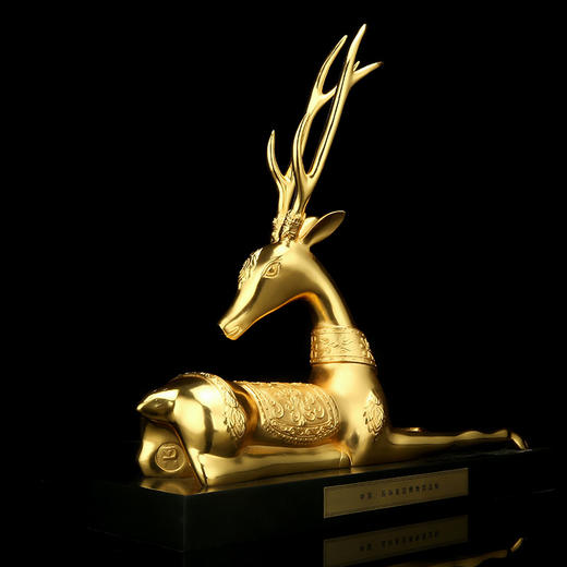 宇达青铜全铜摆件《青铜卧鹿》仿复制国礼 镀金 家居 装饰摆件 商品图2