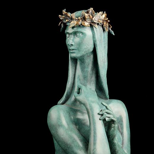 宇达青铜文化 限量12版  名家雕塑艺术品 《高等动物之叶冠女子》 作者：毛锎  高50cm 商品图4