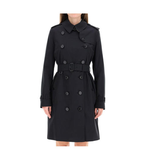 【二】BURBERRY 巴宝莉 女士肯辛顿版型 Trench 中长款束腰风衣 黑色 8027925 A1177 商品图1