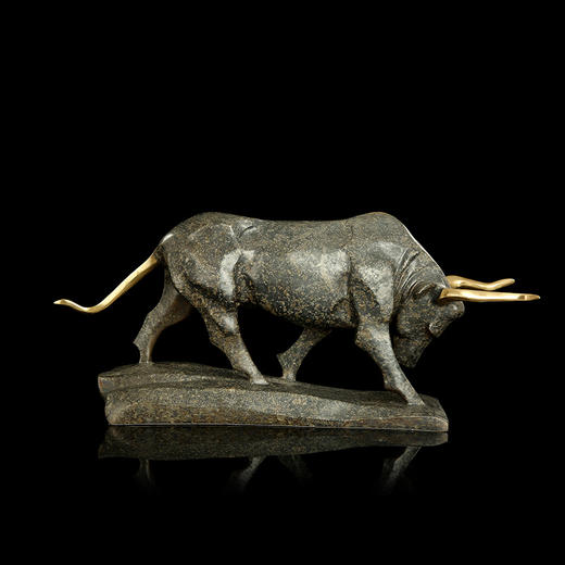 宇达青铜摆件 十二生肖牛《牛气冲天》创意装饰 家居工艺摆件  高24cm 商品图2