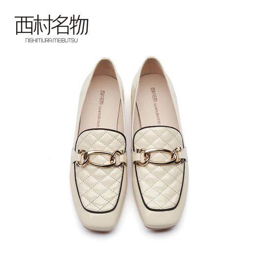 西村名物2021春季新款英伦软皮粗跟小皮鞋复古一脚蹬乐福鞋T21AM13151 商品图3