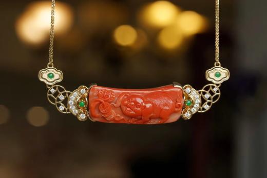 【喆】【藏宝•财猪闹福】珊瑚猪项链 商品图0