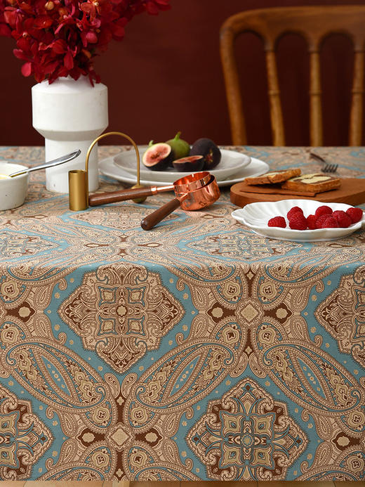 摩洛哥桌布大圆桌桌布全棉欧式复古高档茶几台布 商品图2