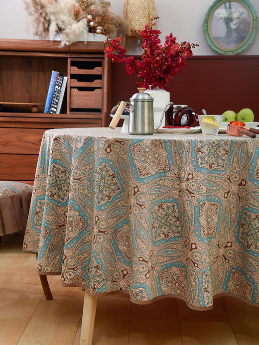 摩洛哥桌布大圆桌桌布全棉欧式复古高档茶几台布 商品图1