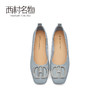 西村名物2021春季新款女鞋平底软底小跟单鞋女百搭软皮浅口T21AE14141 商品缩略图3