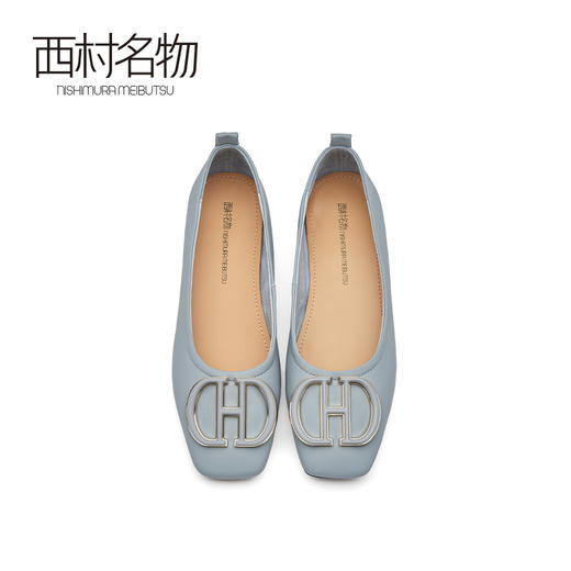 西村名物2021春季新款女鞋平底软底小跟单鞋女百搭软皮浅口T21AE14141 商品图3