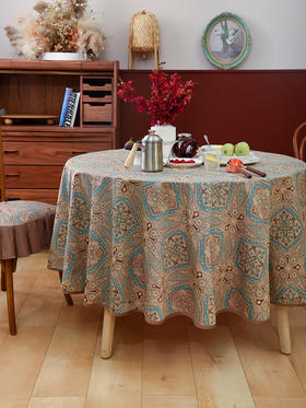 摩洛哥桌布大圆桌桌布全棉欧式复古高档茶几台布