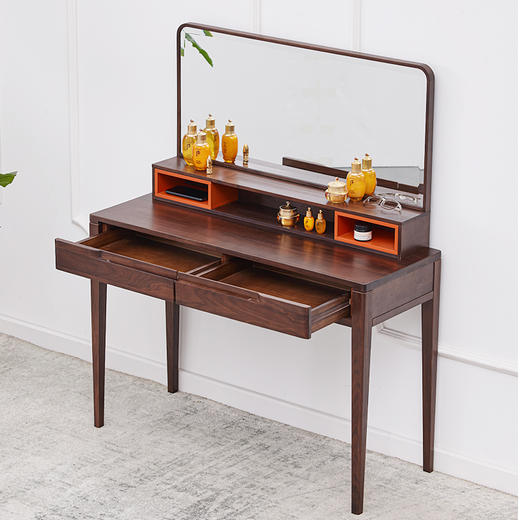 【现代实木风-NJT1604-1603妆台妆镜】现代实木/现代简约/卧室/北美黑胡桃/实木梳妆台 商品图3