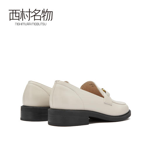 西村名物2021春季新款深口菱形格纹单鞋平底小皮鞋英伦乐福T21AM13221 商品图4