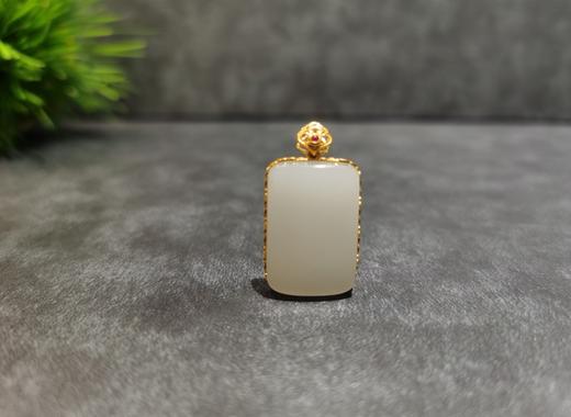 【御珠宫坊】金镶羊脂白玉牌 商品图0