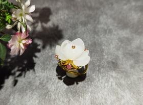 【御珠宫坊】金镶羊脂白玉戒指