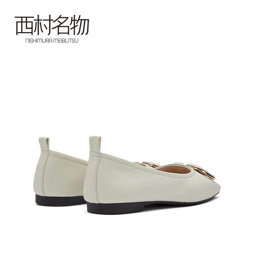 西村名物2021春季新款女鞋平底软底小跟单鞋女百搭软皮浅口T21AE14141 商品图4