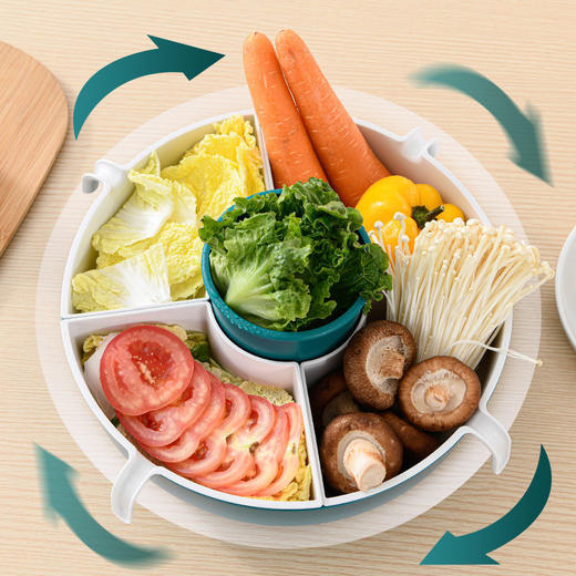 多功能旋转沥水篮家用厨房火锅拼盘多格水果盘洗蔬菜篮 商品图5