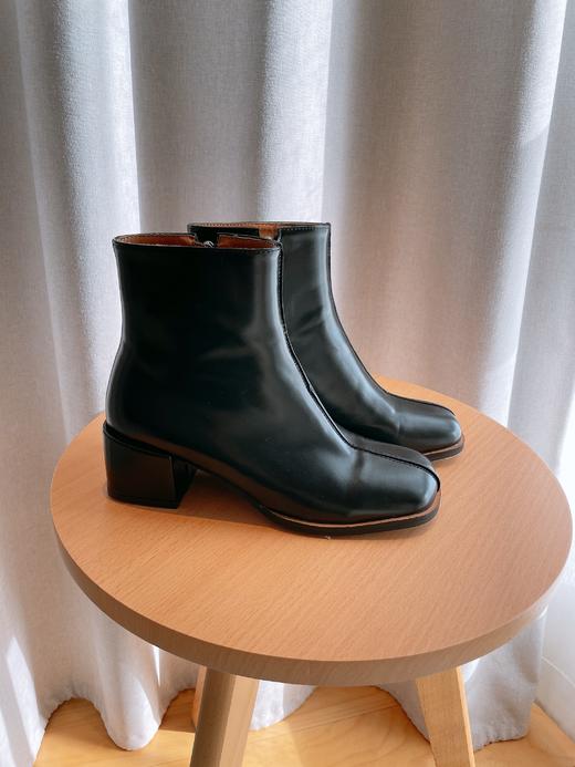 欧洲站女靴2020秋冬新款真皮后拉链圆头粗跟短靴女时尚欧货时装靴 商品图1