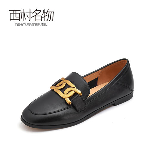 西村名物2021春季新款通勤气质知性马街扣舒适平跟女单鞋13311 商品图1