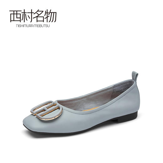 西村名物2021春季新款女鞋平底软底小跟单鞋女百搭软皮浅口T21AE14141 商品图1