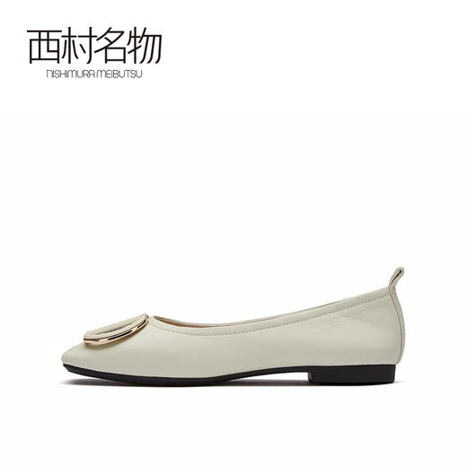 西村名物2021春季新款女鞋平底软底小跟单鞋女百搭软皮浅口T21AE14141 商品图2