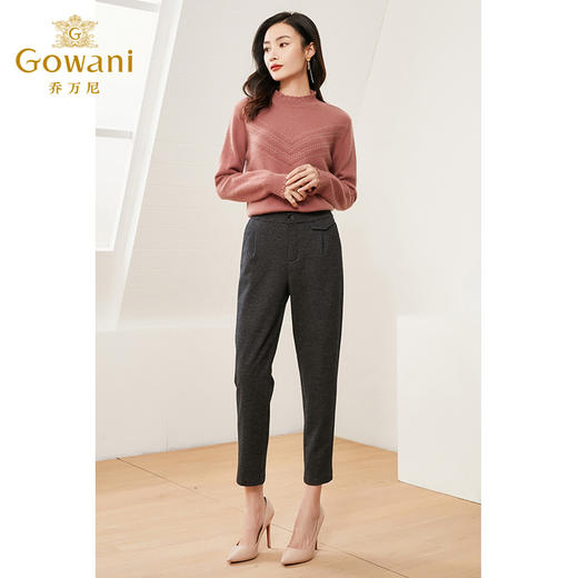 乔万尼新品直筒裤女羊毛保暖显瘦百搭舒适宽松休闲裤ES4F476 商品图3