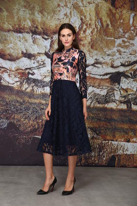 【伯妮斯茵】提花蕾丝蓝色连衣裙171S165--阿玛尔纳艺术