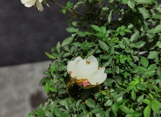 【御珠宫坊】金镶羊脂白玉戒指 商品图2