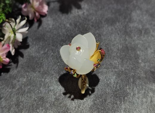 【御珠宫坊】金镶羊脂白玉戒指 商品图1