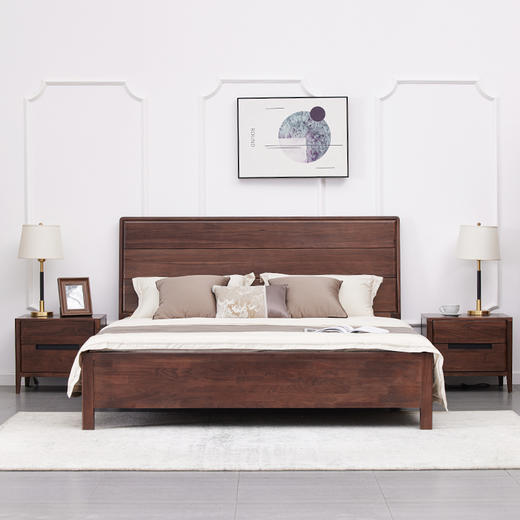 【现代实木风-NJT1104C03床】现代实木/现代简约/卧室/北美黑胡桃/实木床 商品图0