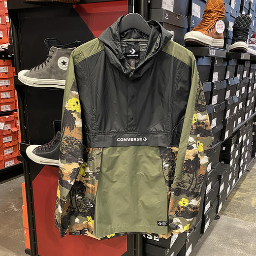 CONVERSE/匡威 男士新款黑绿拼色印花连帽休闲潮流卫衣 商品图0
