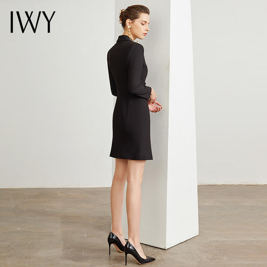 IWY/女总裁范黑色连衣裙女时尚双排扣系带气质女神商务职业通勤工作服Q13096 商品图4