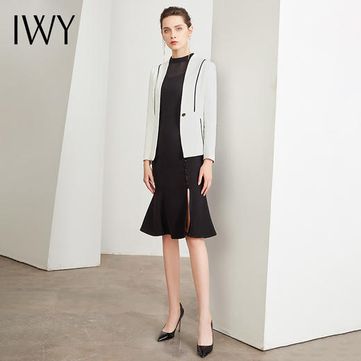 IWY/时尚白色西服正装女气质修身显瘦黑色连衣裙套装商务休闲职业装C16+Q47 商品图1