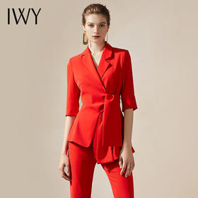 IWY/红色设计感绑带西服西装外套装女时尚气质名媛正式主持人宴会正装CP9239