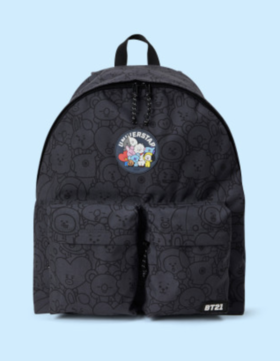 韩国 可爱 Line Friends BT21 HEART两个口袋深灰色背包JPY带授权招加盟代理