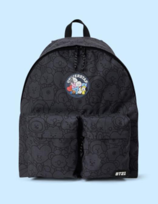 韩国 可爱 Line Friends BT21 HEART两个口袋深灰色背包JPY带授权招加盟代理 商品图0