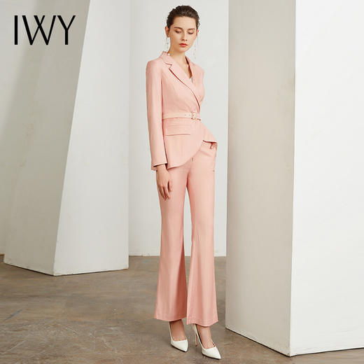 IWY/粉色小香风西服西装套装女修身系带收腰时尚气质名媛职业上班面试CP937 商品图3
