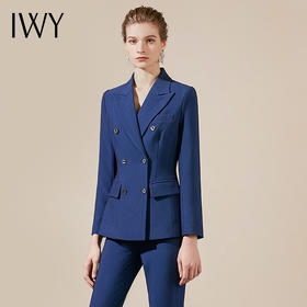 IWY/蓝色百搭通勤面试西服西装套装女时尚气质女神主持人上镜面试正装CP3410
