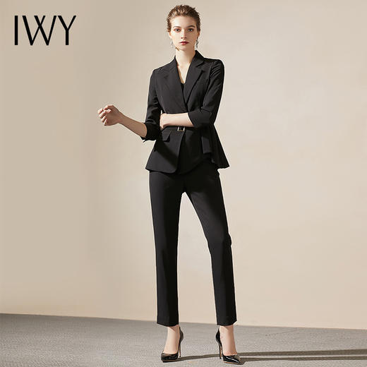IWY/黑色商务商务通勤职业装西装套装女修身时尚气质女神上班面试正装C304+P305 商品图4
